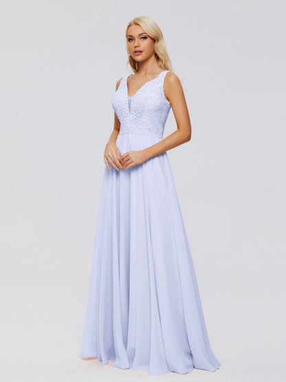 Eliza V Neck Straps Chiffon Bridesmaid Dresses
