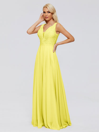Eliza V Neck Straps Chiffon Bridesmaid Dresses