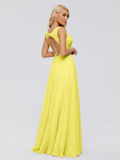 Eliza V Neck Straps Chiffon Bridesmaid Dresses