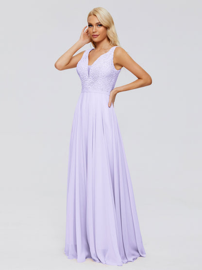 Eliza V Neck Straps Chiffon Bridesmaid Dresses
