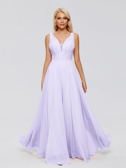 Eliza V Neck Straps Chiffon Bridesmaid Dresses