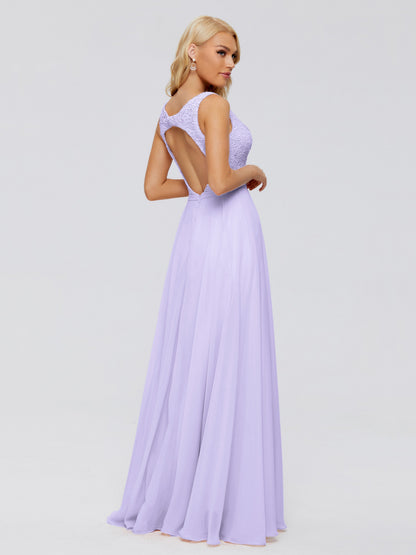 Eliza V Neck Straps Chiffon Bridesmaid Dresses