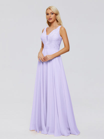 Eliza V Neck Straps Chiffon Bridesmaid Dresses