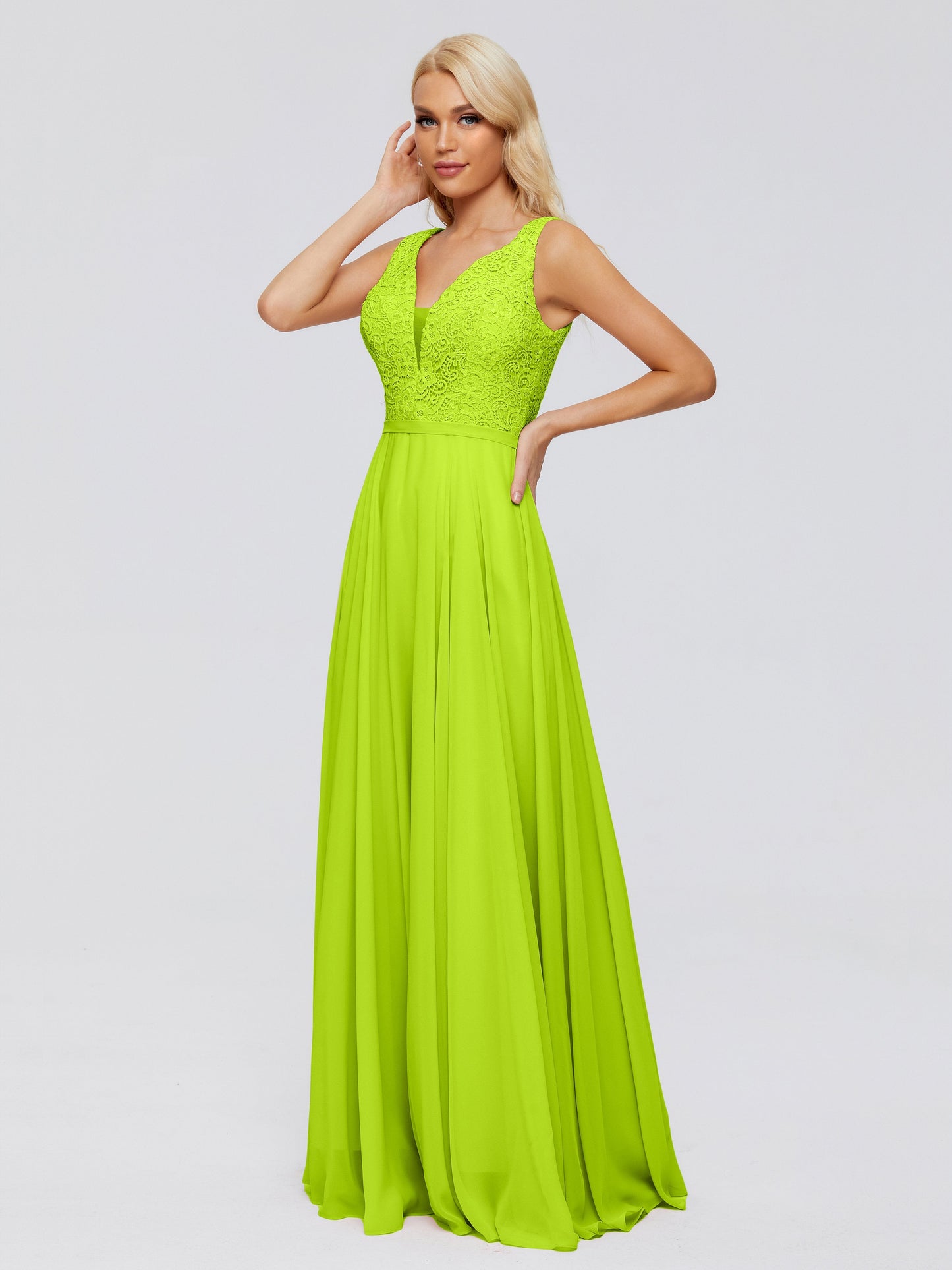Eliza V Neck Straps Chiffon Bridesmaid Dresses