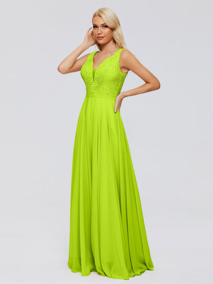 Eliza V Neck Straps Chiffon Bridesmaid Dresses