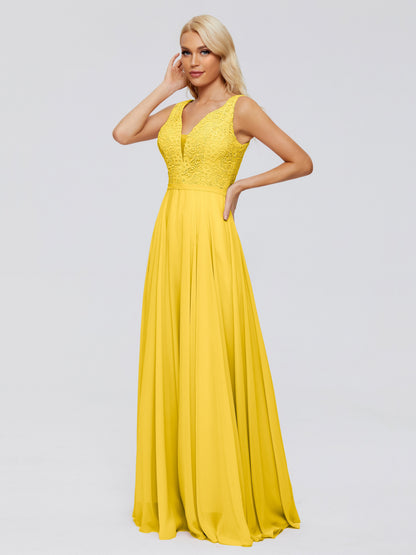 Eliza V Neck Straps Chiffon Bridesmaid Dresses