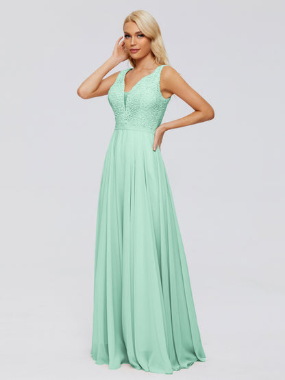Eliza V Neck Straps Chiffon Bridesmaid Dresses