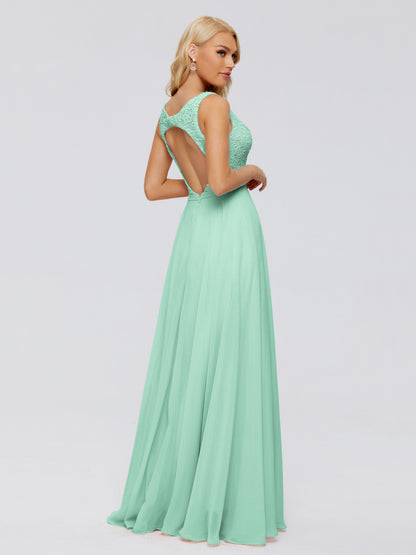 Eliza V Neck Straps Chiffon Bridesmaid Dresses