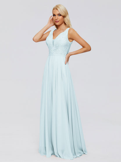 Eliza V Neck Straps Chiffon Bridesmaid Dresses