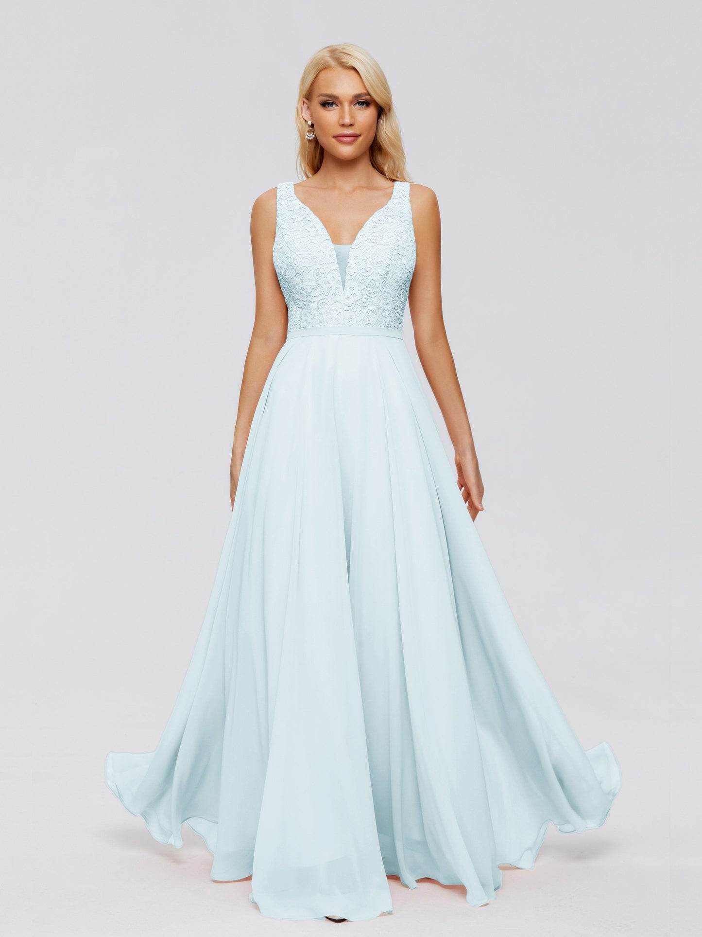 Eliza V Neck Straps Chiffon Bridesmaid Dresses