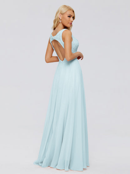 Eliza V Neck Straps Chiffon Bridesmaid Dresses