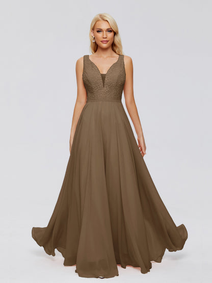Eliza V Neck Straps Chiffon Bridesmaid Dresses