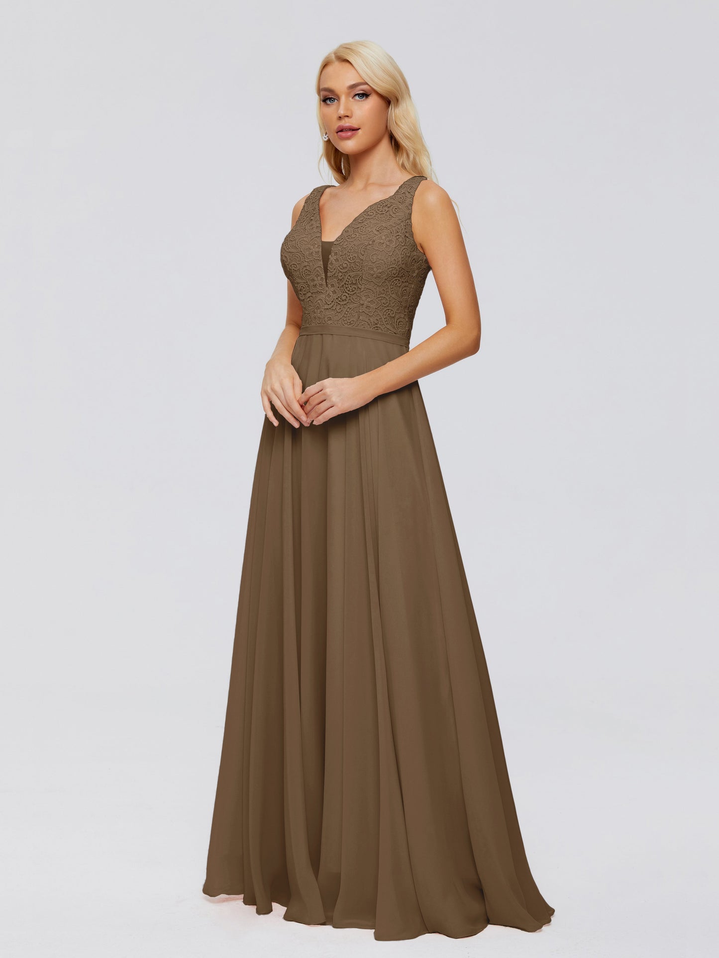 Eliza V Neck Straps Chiffon Bridesmaid Dresses