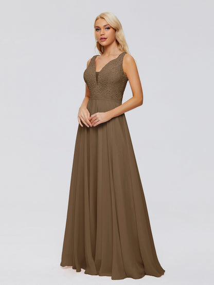 Eliza V Neck Straps Chiffon Bridesmaid Dresses