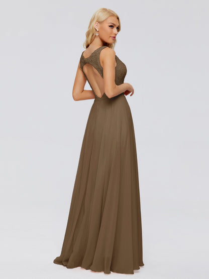 Eliza V Neck Straps Chiffon Bridesmaid Dresses