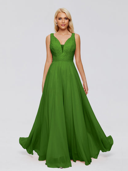 Eliza V Neck Straps Chiffon Bridesmaid Dresses