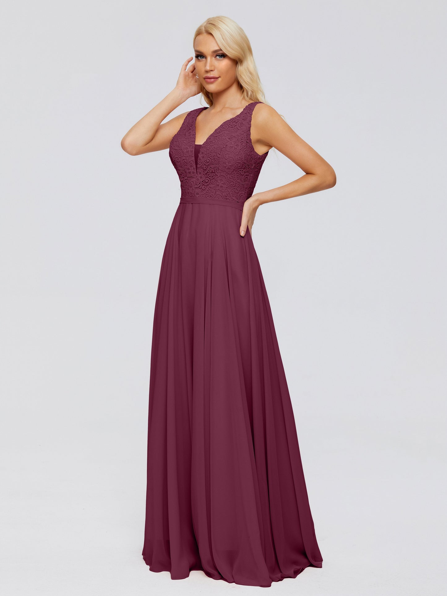 Eliza V Neck Straps Chiffon Bridesmaid Dresses