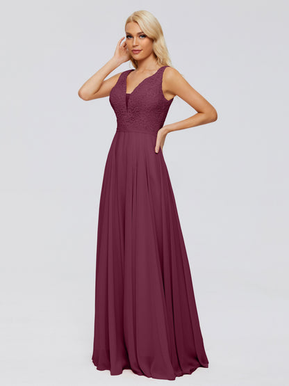 Eliza V Neck Straps Chiffon Bridesmaid Dresses