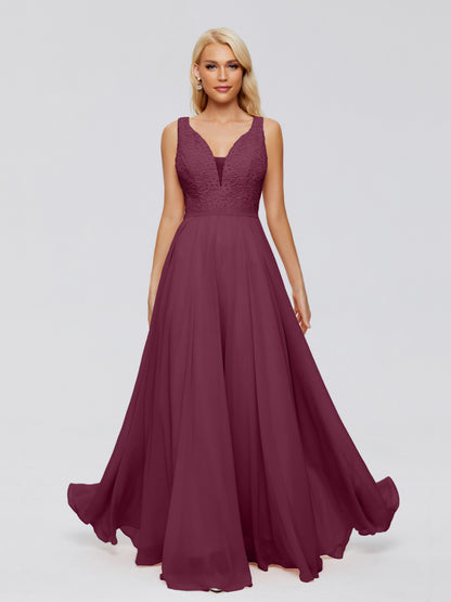 Eliza V Neck Straps Chiffon Bridesmaid Dresses