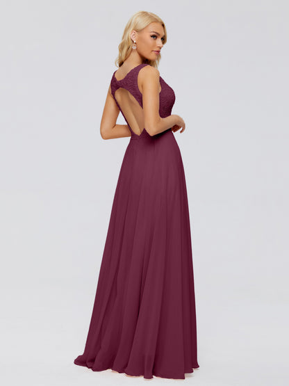 Eliza V Neck Straps Chiffon Bridesmaid Dresses