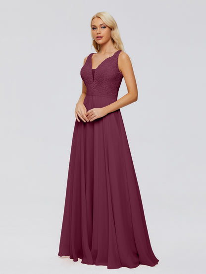 Eliza V Neck Straps Chiffon Bridesmaid Dresses
