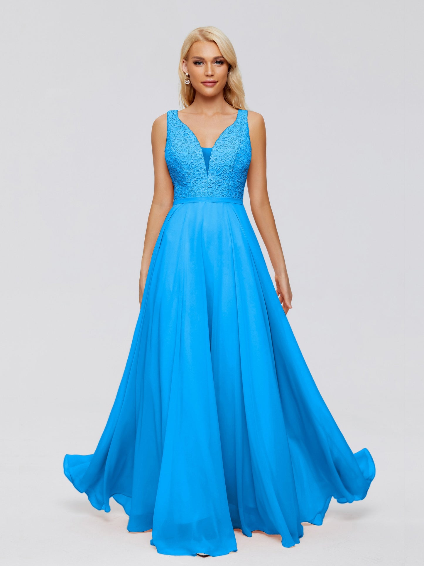 Eliza V Neck Straps Chiffon Bridesmaid Dresses