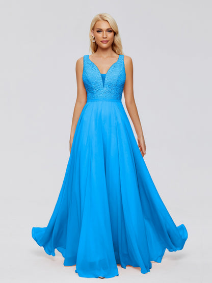 Eliza V Neck Straps Chiffon Bridesmaid Dresses