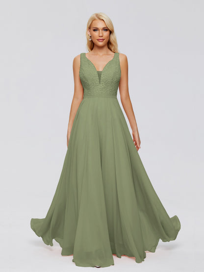 Eliza V Neck Straps Chiffon Bridesmaid Dresses