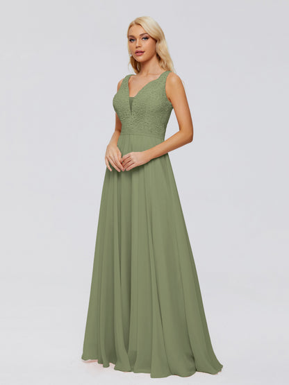 Eliza V Neck Straps Chiffon Bridesmaid Dresses