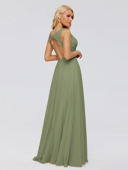 Eliza V Neck Straps Chiffon Bridesmaid Dresses
