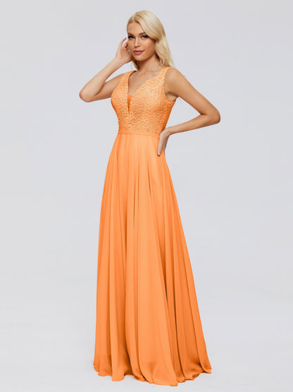 Eliza V Neck Straps Chiffon Bridesmaid Dresses