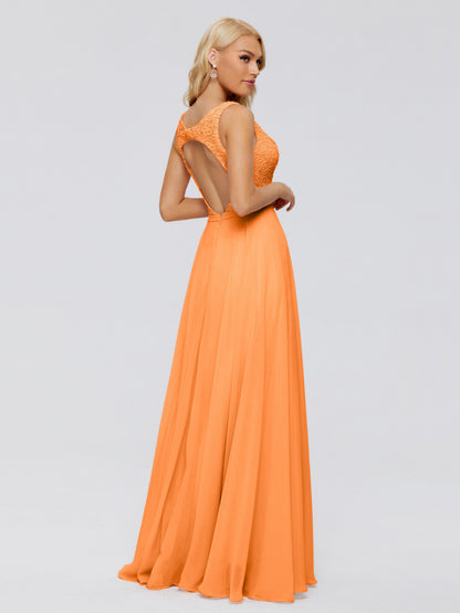 Eliza V Neck Straps Chiffon Bridesmaid Dresses