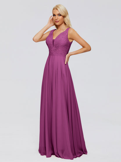 Eliza V Neck Straps Chiffon Bridesmaid Dresses