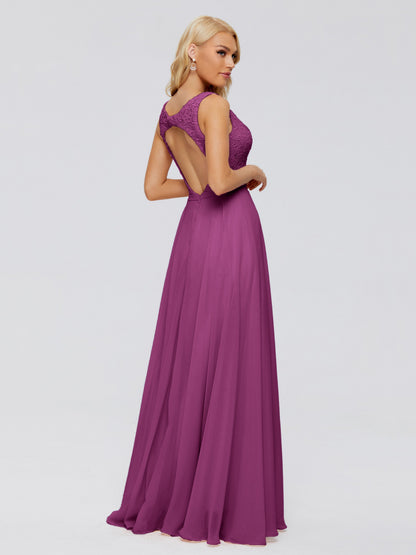 Eliza V Neck Straps Chiffon Bridesmaid Dresses