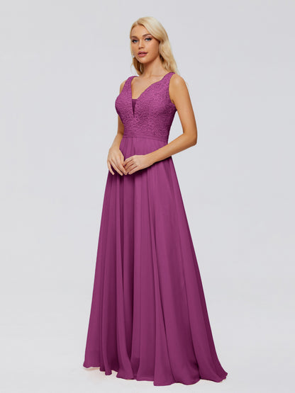 Eliza V Neck Straps Chiffon Bridesmaid Dresses