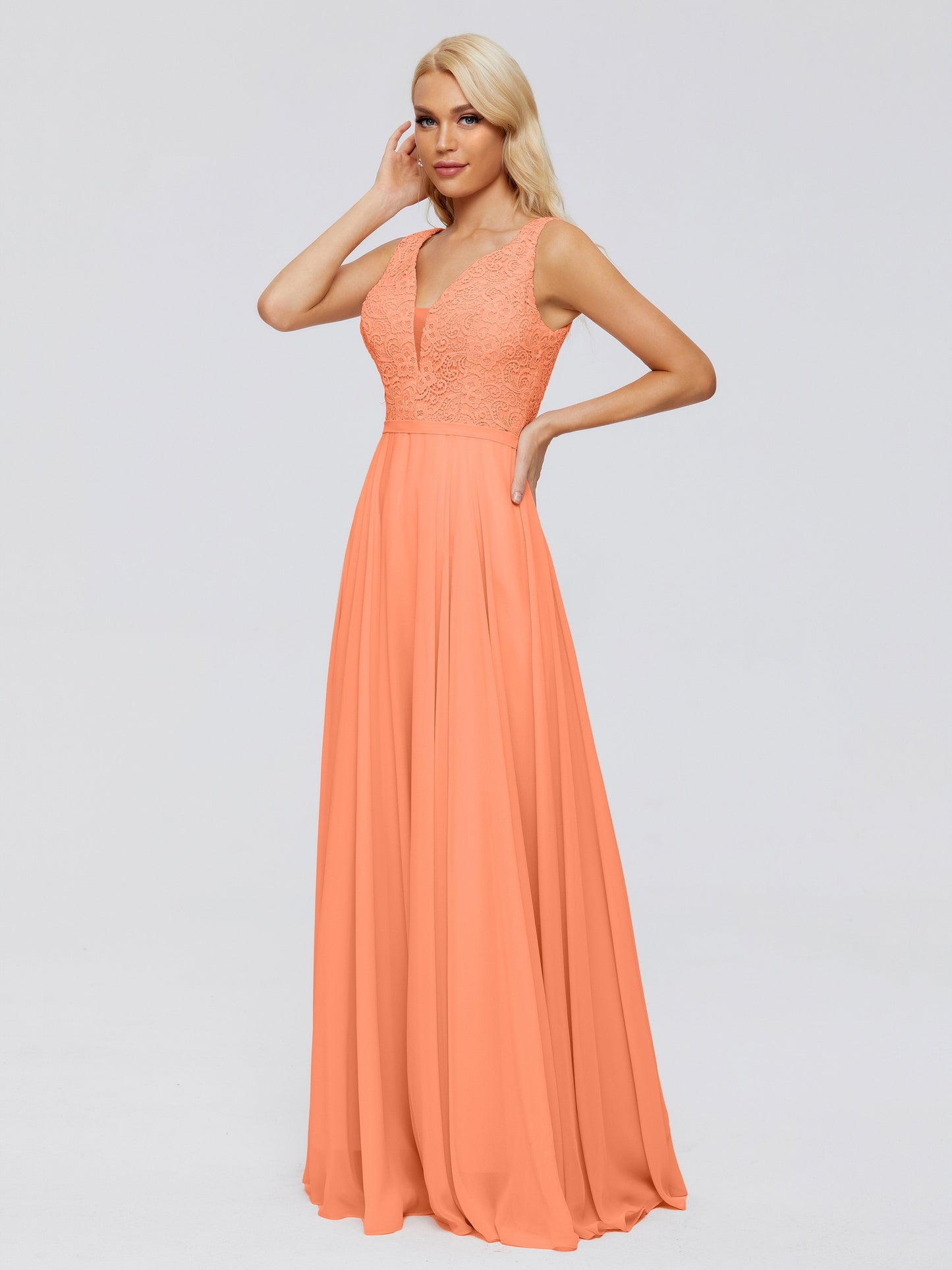Eliza V Neck Straps Chiffon Bridesmaid Dresses