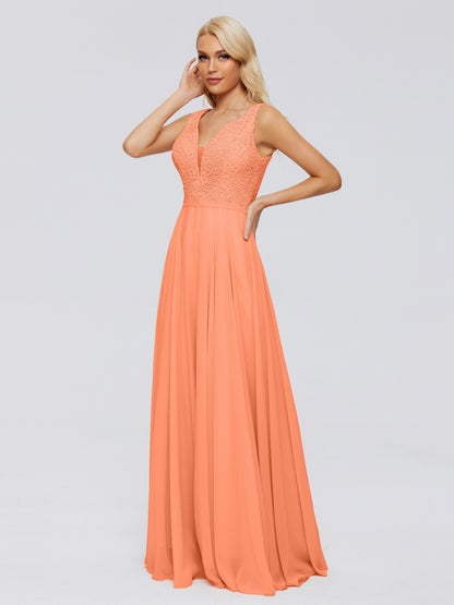 Eliza V Neck Straps Chiffon Bridesmaid Dresses