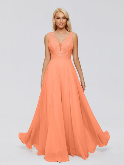 Eliza V Neck Straps Chiffon Bridesmaid Dresses