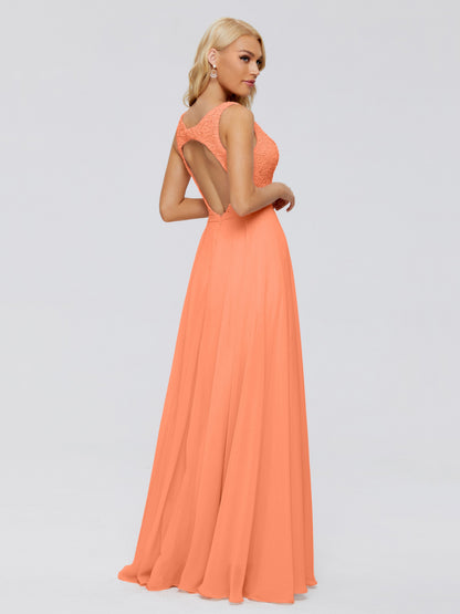 Eliza V Neck Straps Chiffon Bridesmaid Dresses