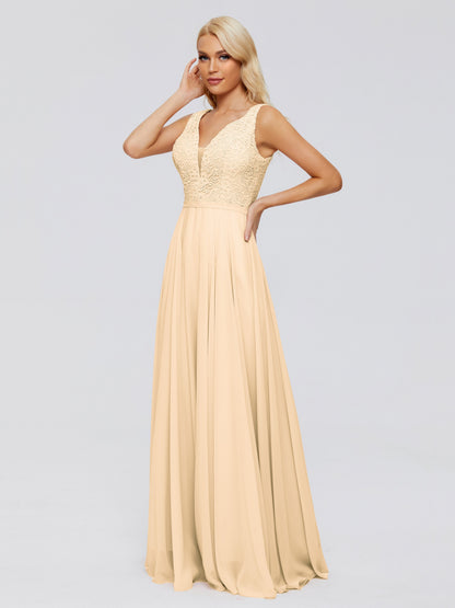 Eliza V Neck Straps Chiffon Bridesmaid Dresses