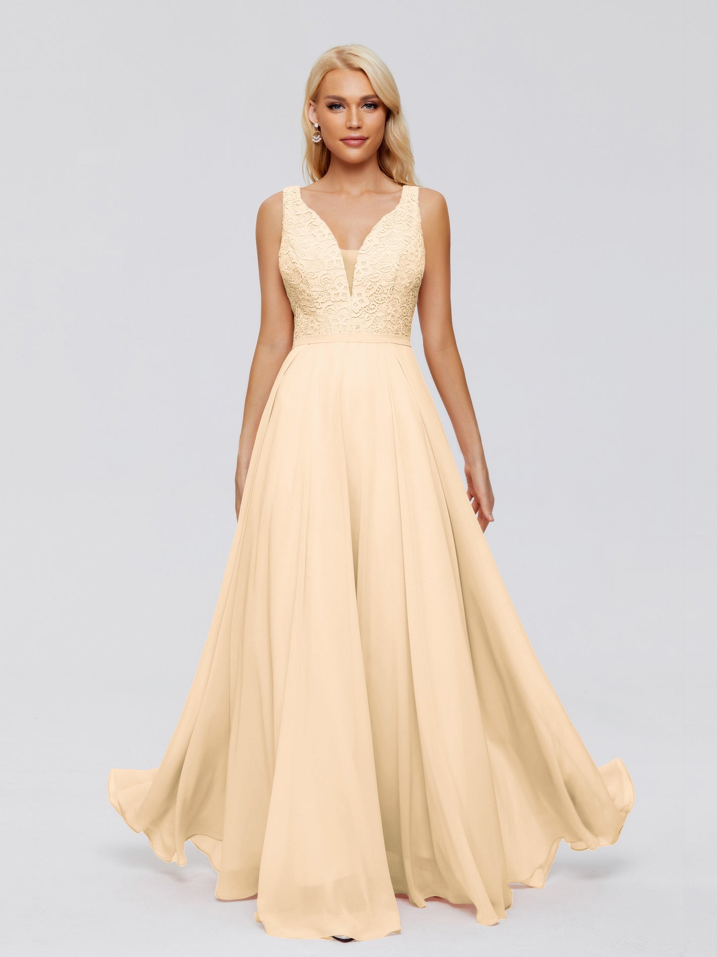 Eliza V Neck Straps Chiffon Bridesmaid Dresses