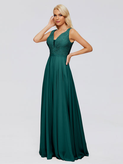 Eliza V Neck Straps Chiffon Bridesmaid Dresses