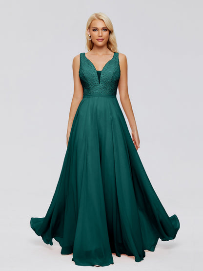 Eliza V Neck Straps Chiffon Bridesmaid Dresses
