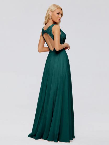 Eliza V Neck Straps Chiffon Bridesmaid Dresses