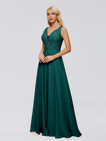 Eliza V Neck Straps Chiffon Bridesmaid Dresses