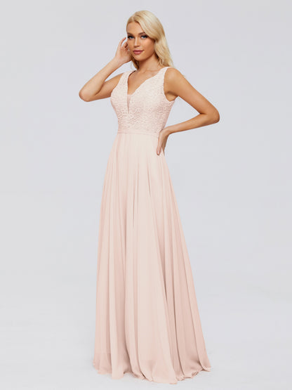 Eliza V Neck Straps Chiffon Bridesmaid Dresses