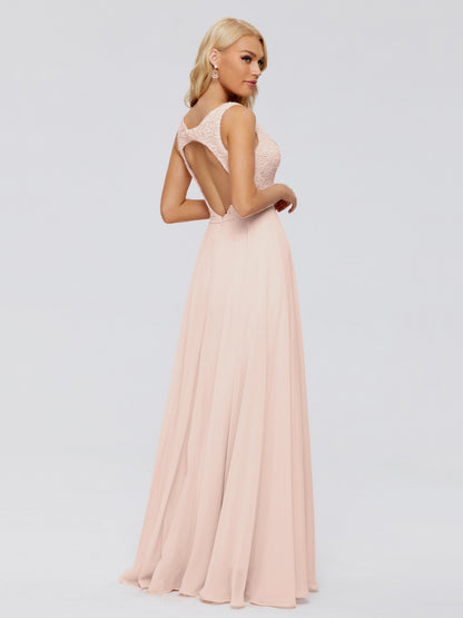 Eliza V Neck Straps Chiffon Bridesmaid Dresses