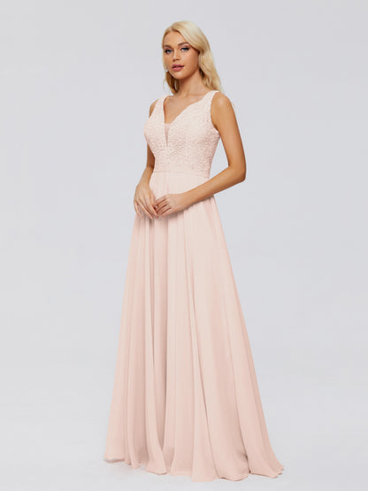 Eliza V Neck Straps Chiffon Bridesmaid Dresses