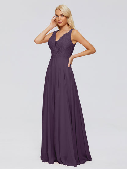 Eliza V Neck Straps Chiffon Bridesmaid Dresses