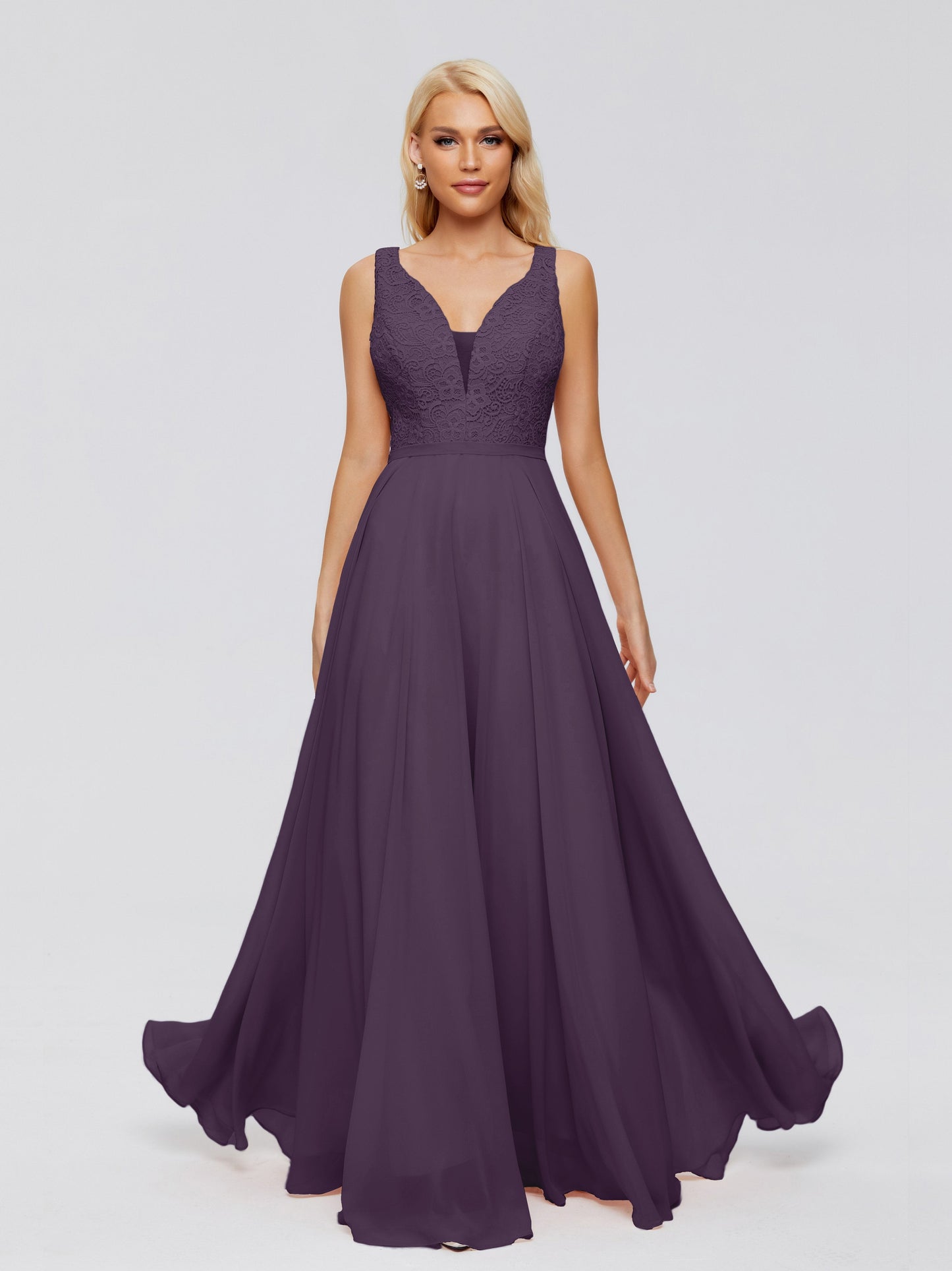 Eliza V Neck Straps Chiffon Bridesmaid Dresses